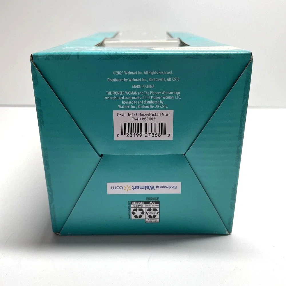 The Pioneer Woman Teal Cassie Embossed Cocktail Mixer Special Edition NEW Gift